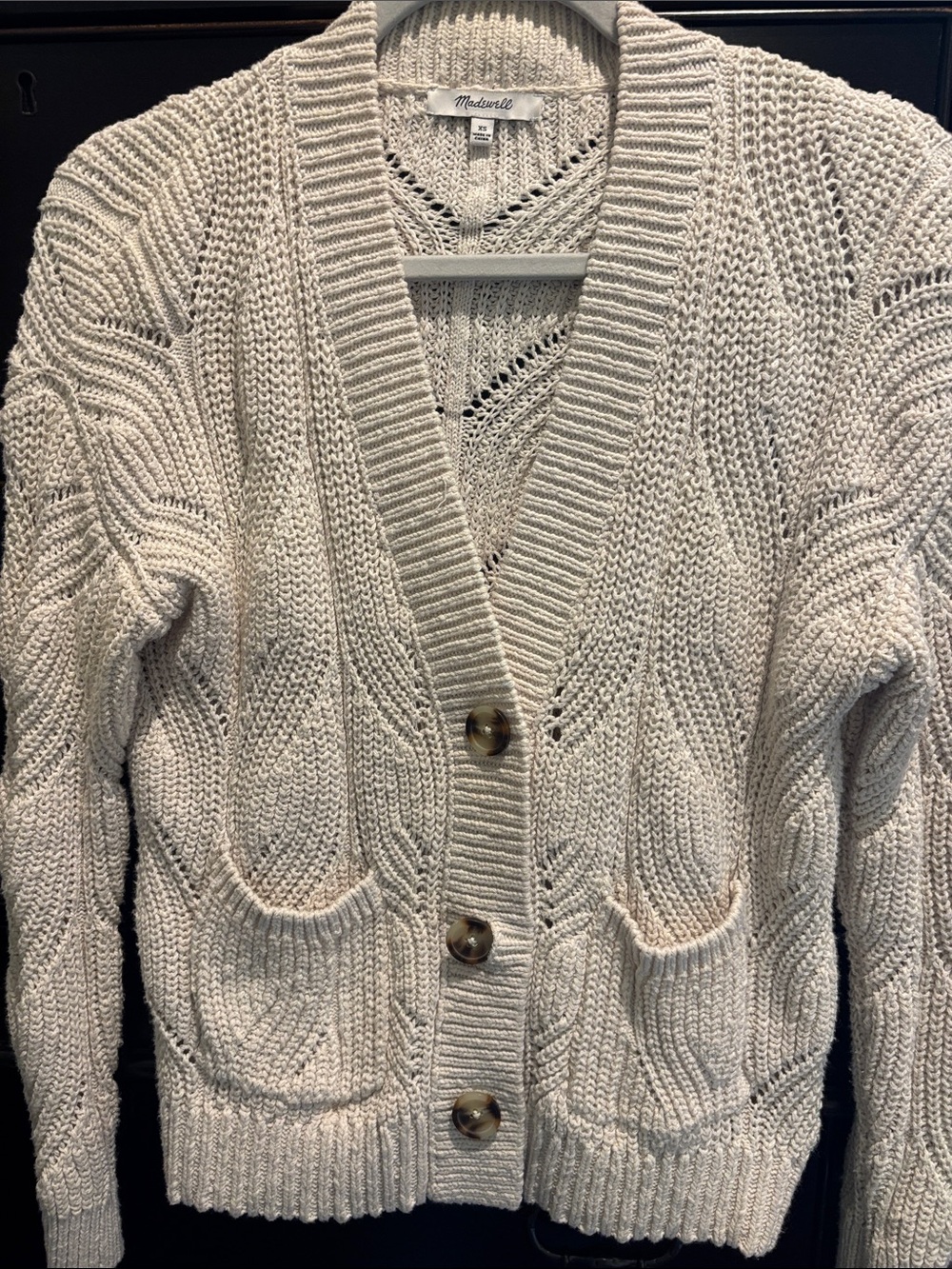 Madewell open knit v neck cardigan xs